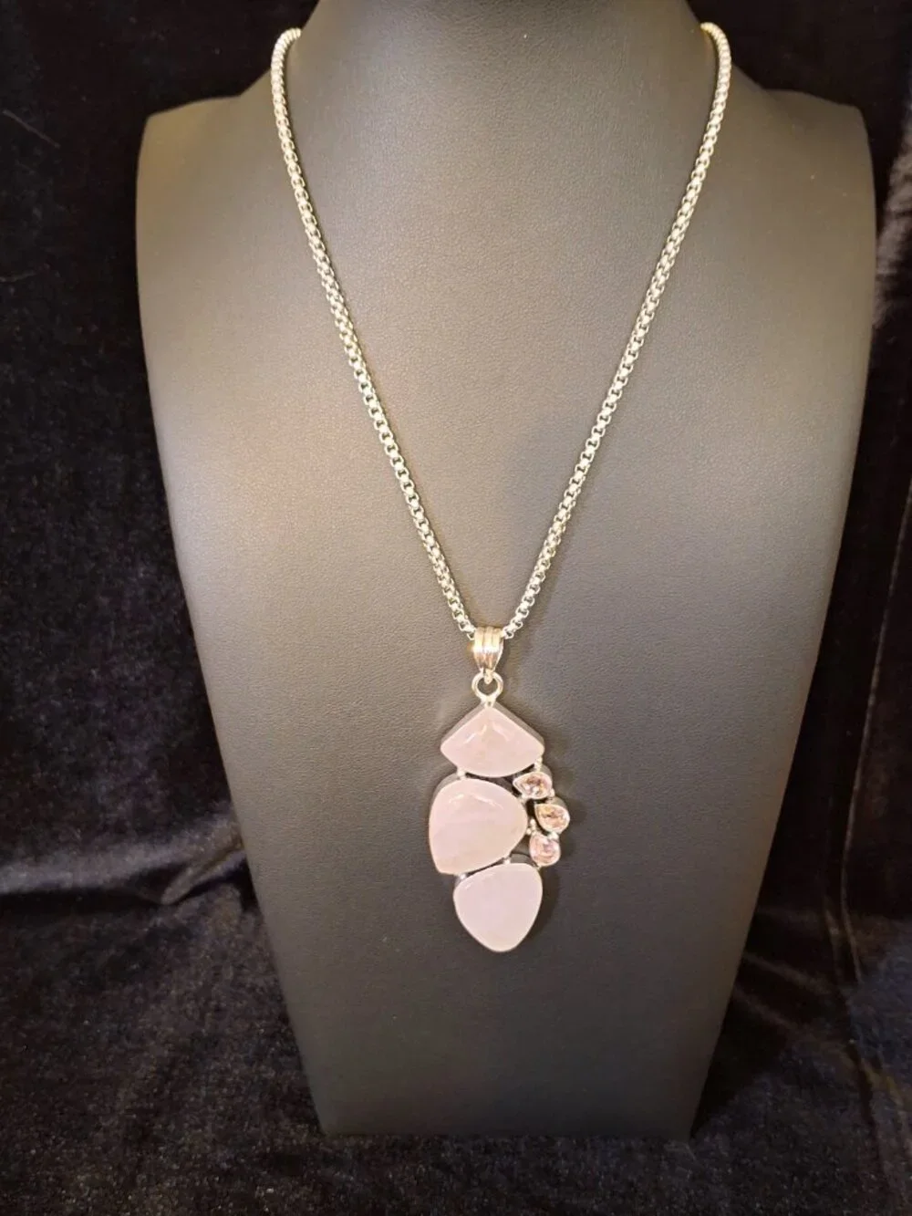 Rose Quartz and Pink Topaz Gemstone Ethnic Pendant  505 NWOT